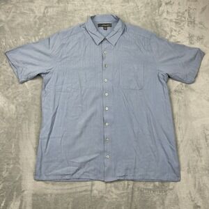 Croft & Barrow Shirt Mens XLT Tall Blue Slit Short Sleeve Chest Pocket Button Up